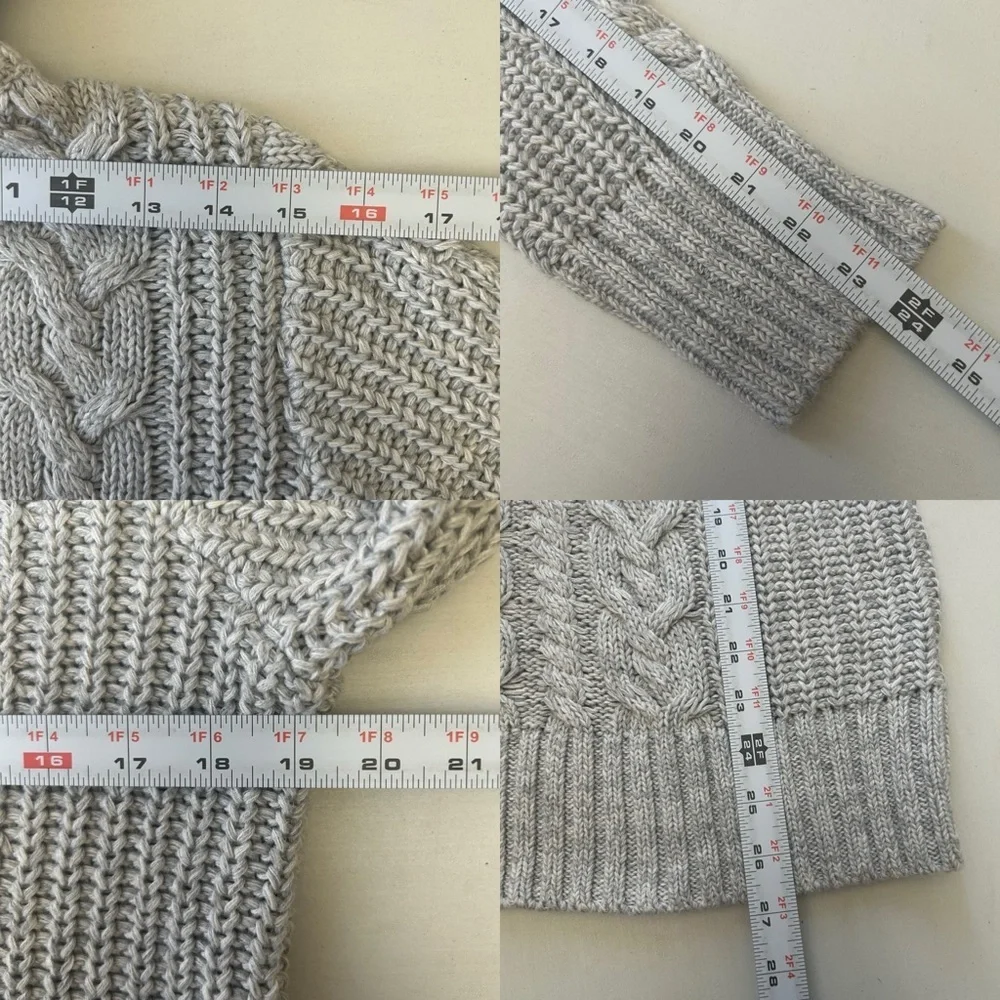 GAP Light Gray Cable Knit Turtleneck Sweater Size Medium - Picture 15 of 16